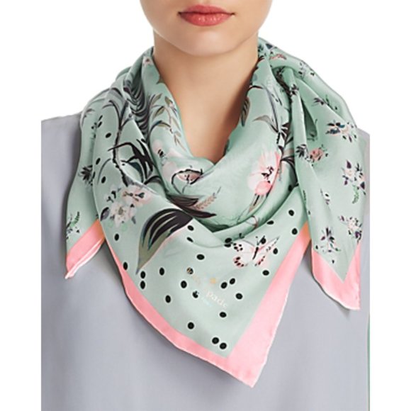 kate spade Accessories - NWT Kate Spade botanical patchwork silk carre scarf
